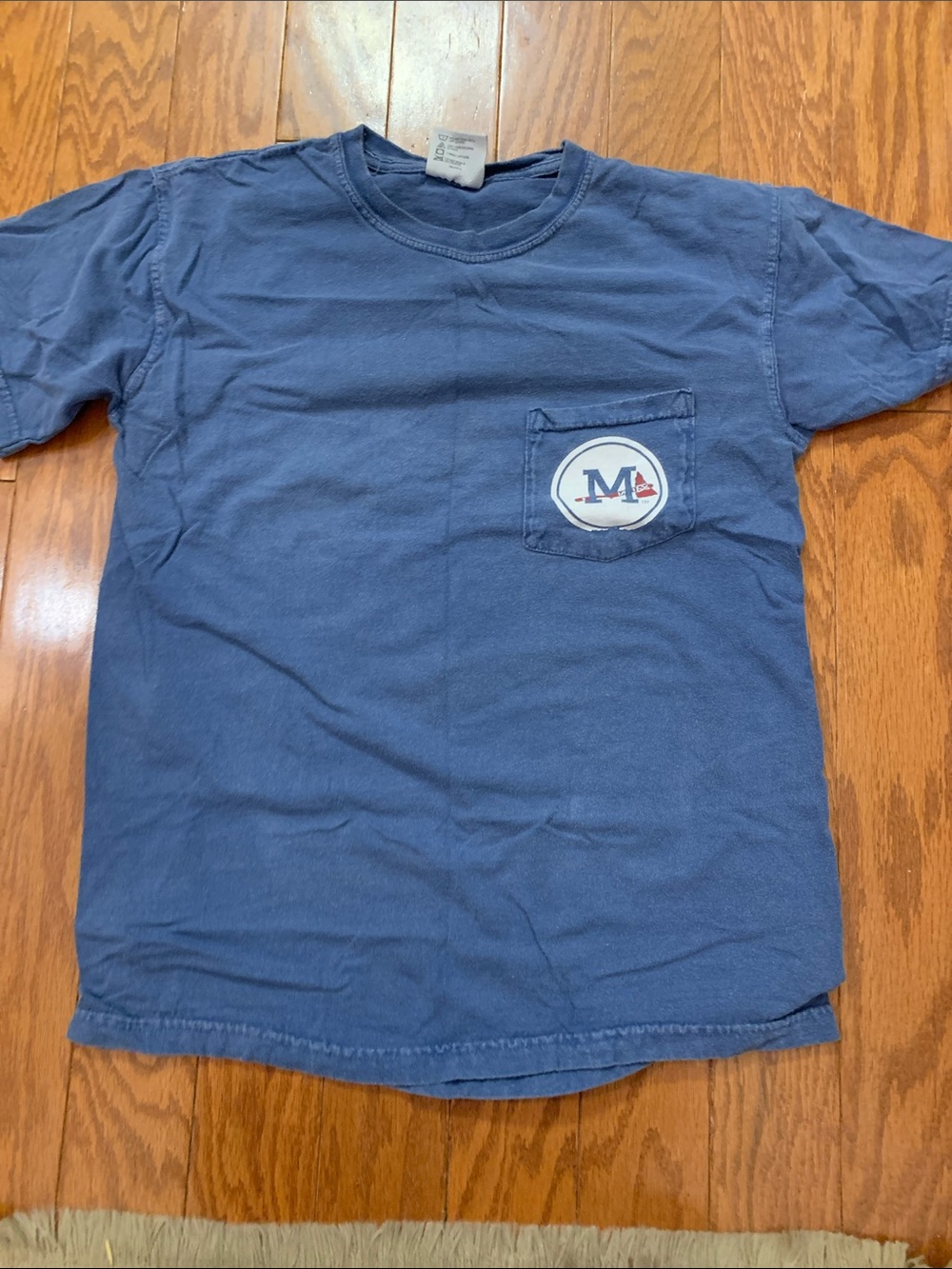 Comfort Colors Mississippi Braves Navy Short Sleeve Pocket Tee with 'M' Patch